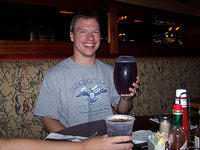 My brother-in-law Scott with his football of beer. Was that 56 ounces?