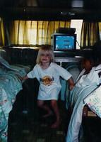 Megan in the travel trailer